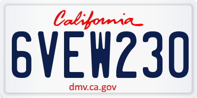 CA license plate 6VEW230
