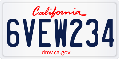 CA license plate 6VEW234
