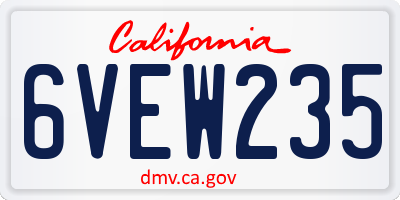 CA license plate 6VEW235