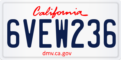 CA license plate 6VEW236