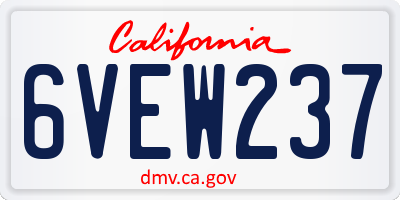 CA license plate 6VEW237