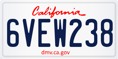 CA license plate 6VEW238