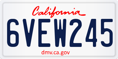 CA license plate 6VEW245