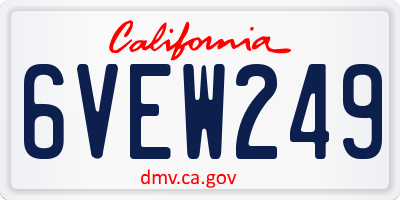 CA license plate 6VEW249