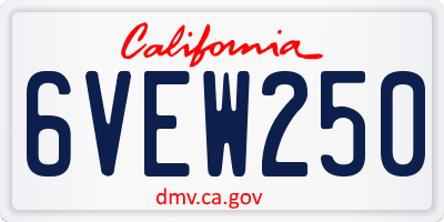 CA license plate 6VEW250