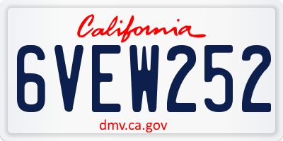 CA license plate 6VEW252