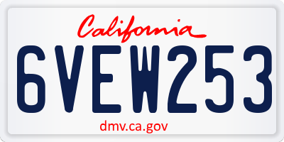 CA license plate 6VEW253