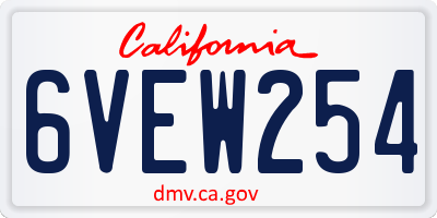 CA license plate 6VEW254