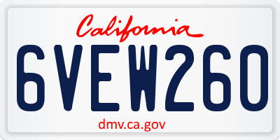 CA license plate 6VEW260