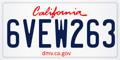 CA license plate 6VEW263
