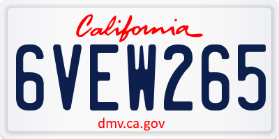 CA license plate 6VEW265