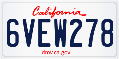 CA license plate 6VEW278