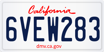 CA license plate 6VEW283