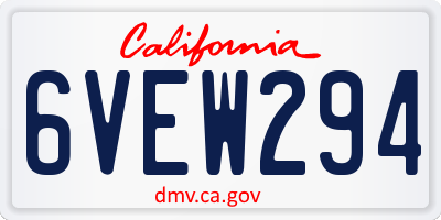 CA license plate 6VEW294