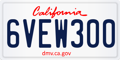 CA license plate 6VEW300