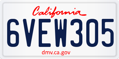 CA license plate 6VEW305