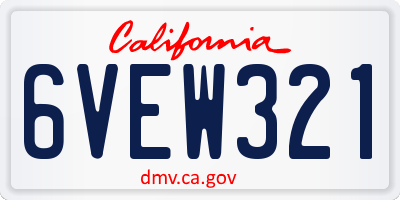 CA license plate 6VEW321