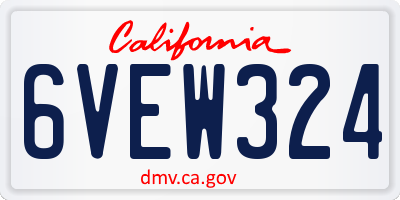 CA license plate 6VEW324