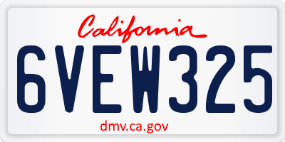 CA license plate 6VEW325
