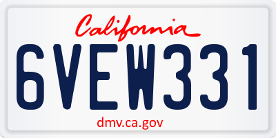 CA license plate 6VEW331