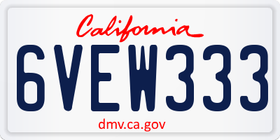 CA license plate 6VEW333