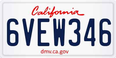 CA license plate 6VEW346