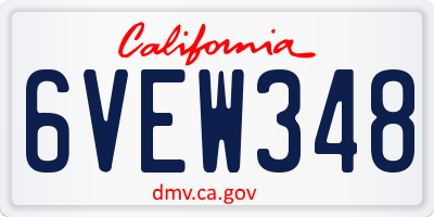 CA license plate 6VEW348