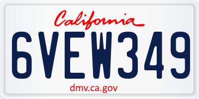 CA license plate 6VEW349
