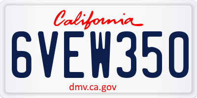 CA license plate 6VEW350