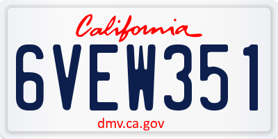 CA license plate 6VEW351