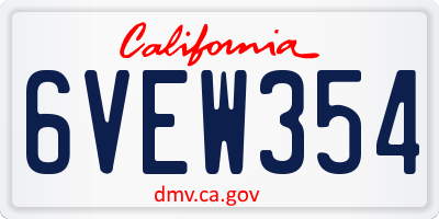 CA license plate 6VEW354