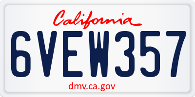CA license plate 6VEW357
