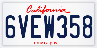 CA license plate 6VEW358
