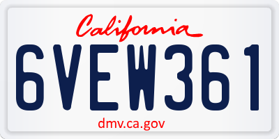 CA license plate 6VEW361