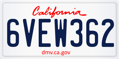 CA license plate 6VEW362