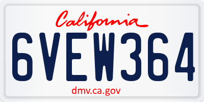CA license plate 6VEW364