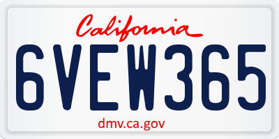 CA license plate 6VEW365