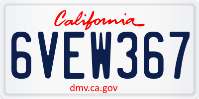 CA license plate 6VEW367