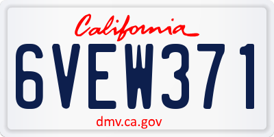 CA license plate 6VEW371