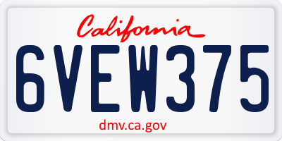 CA license plate 6VEW375