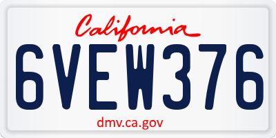 CA license plate 6VEW376