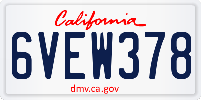CA license plate 6VEW378