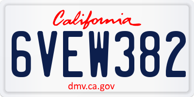 CA license plate 6VEW382