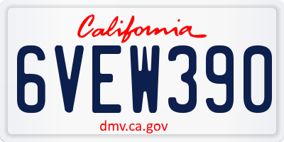 CA license plate 6VEW390