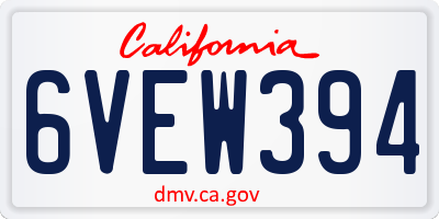 CA license plate 6VEW394