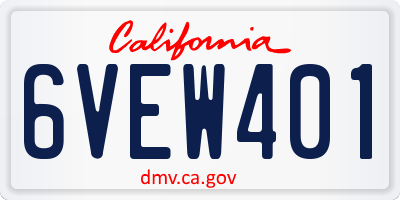CA license plate 6VEW401