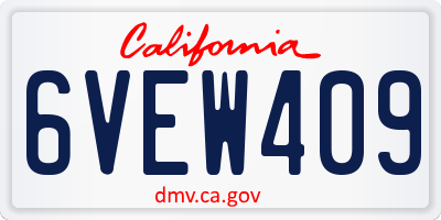 CA license plate 6VEW409