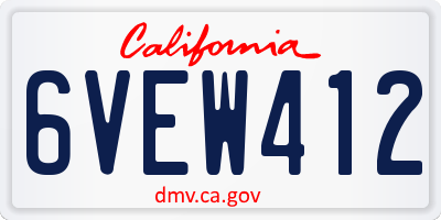CA license plate 6VEW412