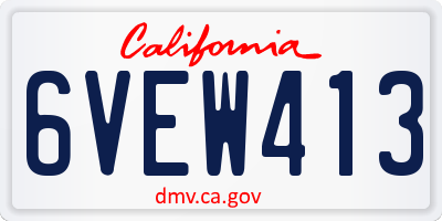 CA license plate 6VEW413