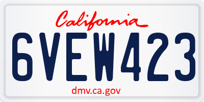 CA license plate 6VEW423